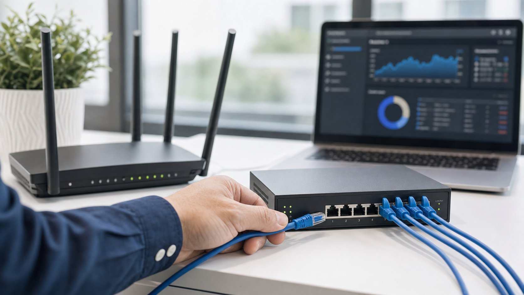 Configurare router și switch de rețea într-un birou din Focșani